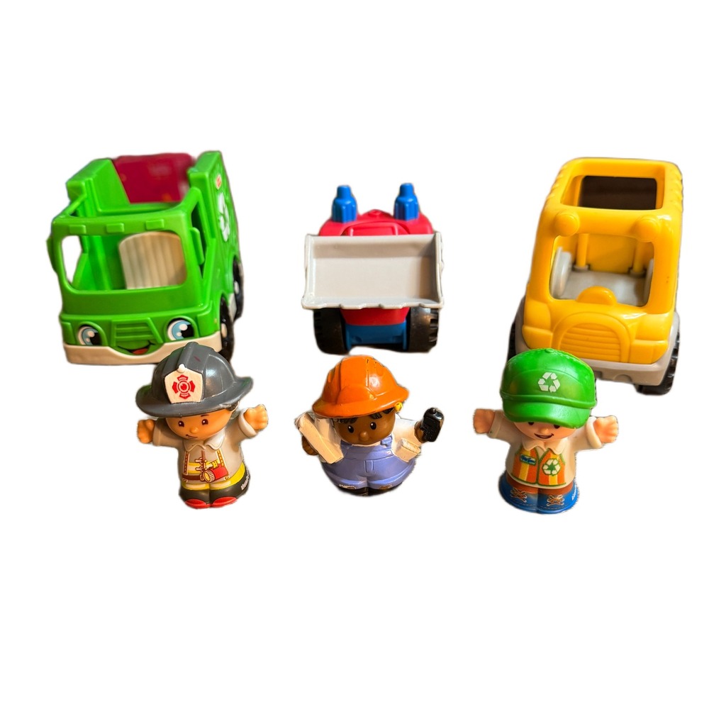 Fisher-Price Little People Community Helpers Vehicle Set Trucks Bus Figures